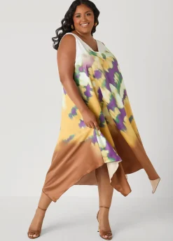 Watercolor Satin Midaxi Dress