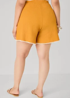 Whipstitched Textured Shorts