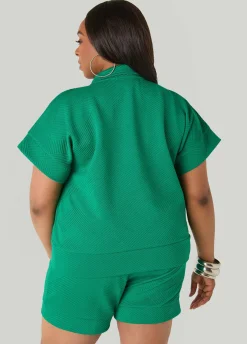 Zip Front Athletic Knit Pullover